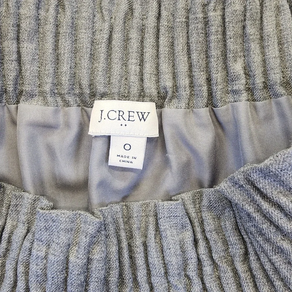 J Crew Gray Pleated Midi Skirt Accordion High Waist Elastic Career Casual Size 0